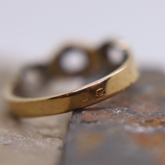 Vintage 19k Two-Tone Solid Gold Ring Portuguese Solid Gold (800 Purity) Size 6.5 - Picture 8 of 9